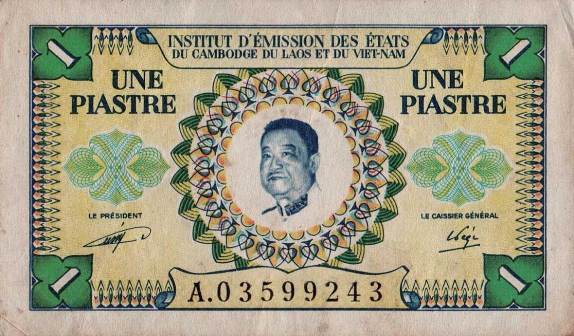 Front of French Indo-China p99: 1 Piastre from 1953