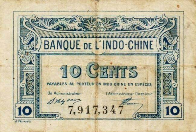 Front of French Indo-China p43: 10 Cents from 1919