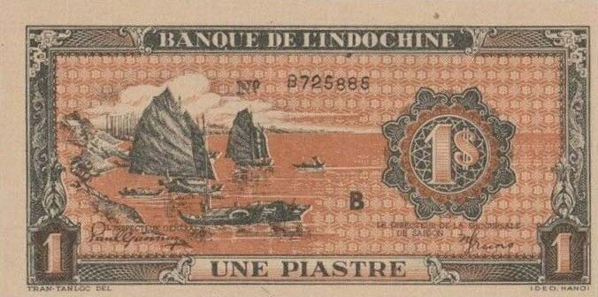 Front of French Indo-China p59b: 1 Piastre from 1942