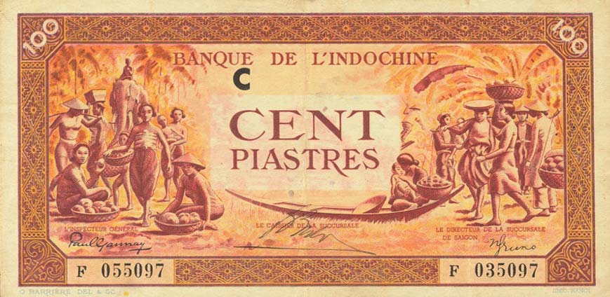 Front of French Indo-China p66a: 100 Piastres from 1942