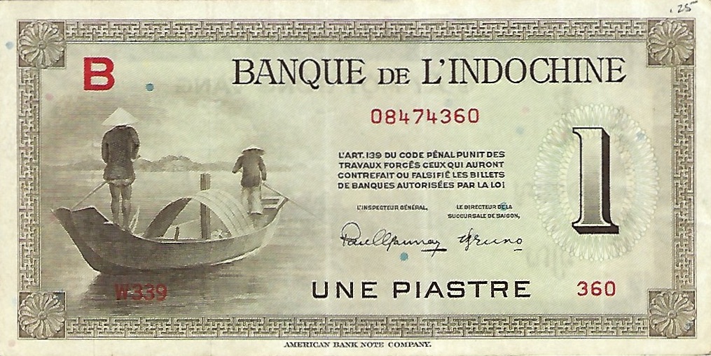 Front of French Indo-China p76a: 1 Piastre from 1945