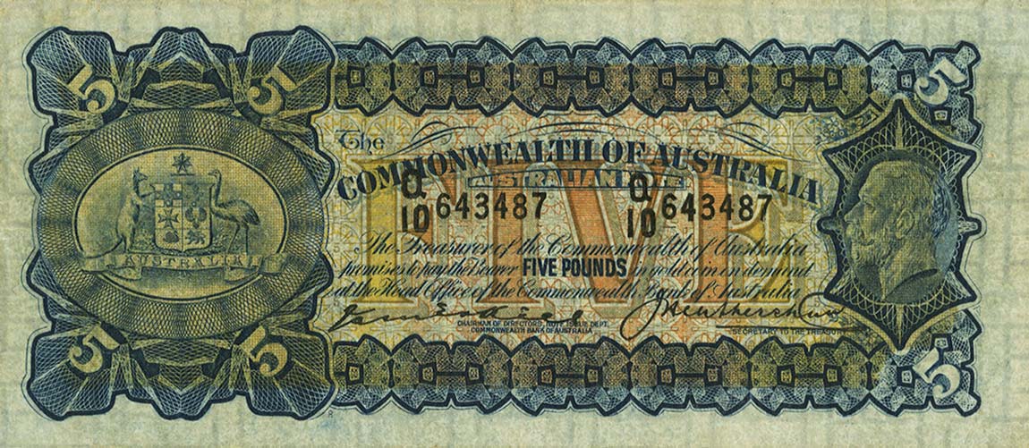 Front of Australia p13b: 5 Pounds from 1927