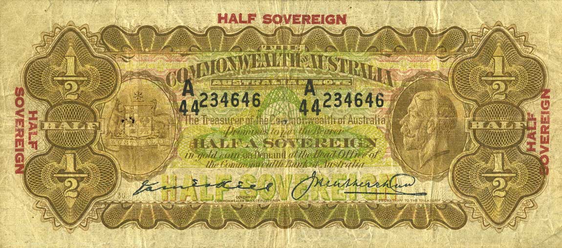 Front of Australia p15b: 0.5 Sovereign from 1927