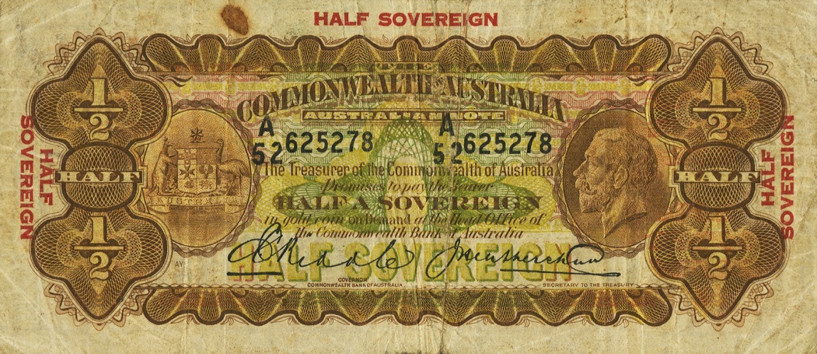 Front of Australia p15c: 0.5 Sovereign from 1927