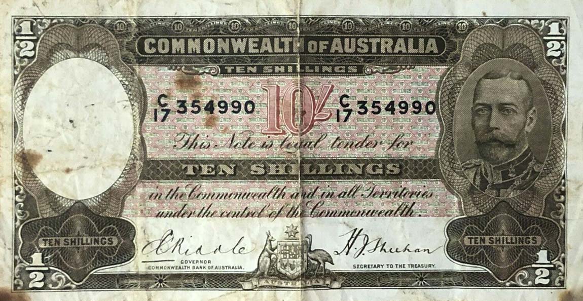 Front of Australia p19: 10 Shillings from 1933