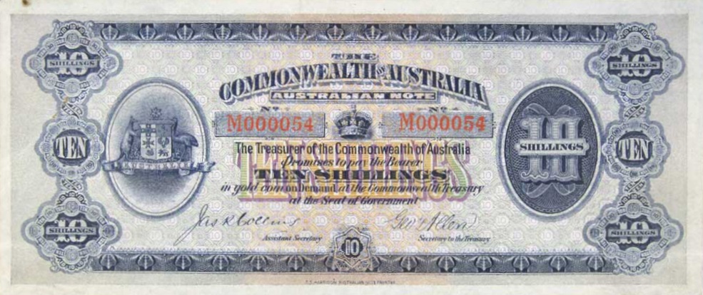 Front of Australia p1Ac: 10 Shillings from 1913