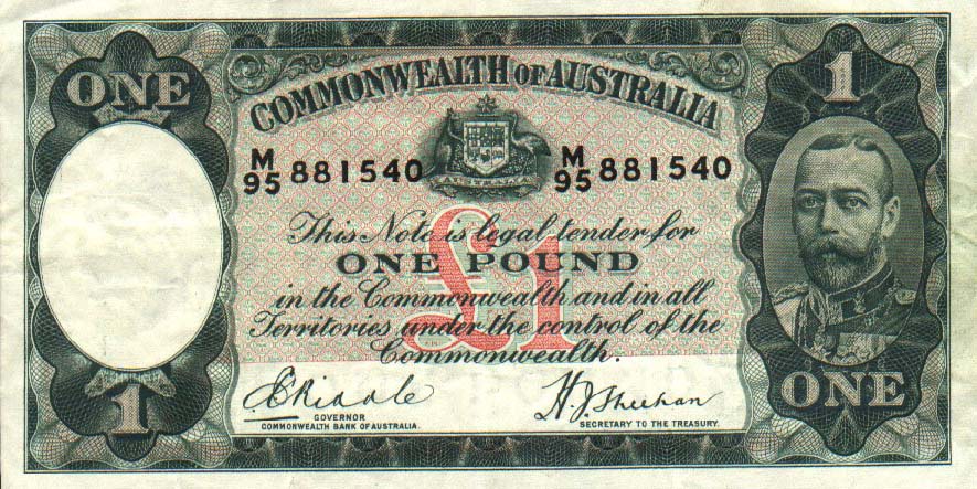 Front of Australia p22a: 1 Pound from 1933