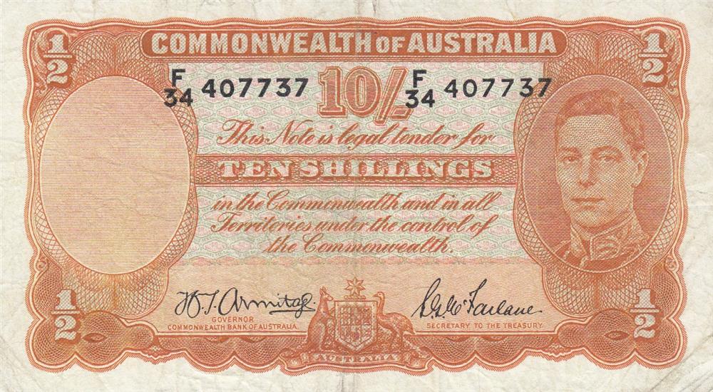 Front of Australia p25b: 10 Shillings from 1942