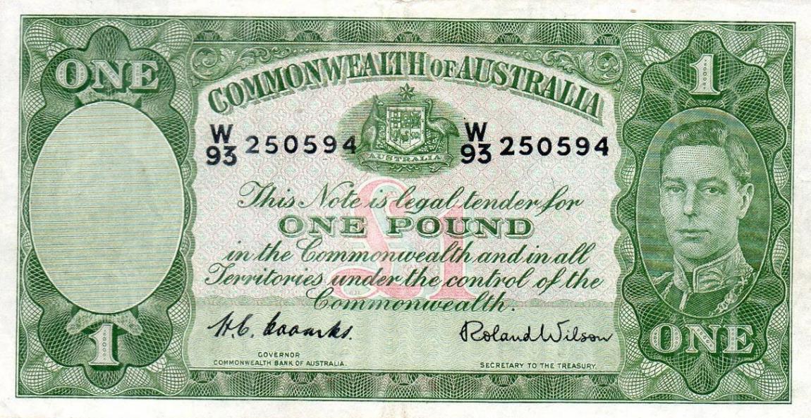 Front of Australia p26d: 1 Pound from 1952