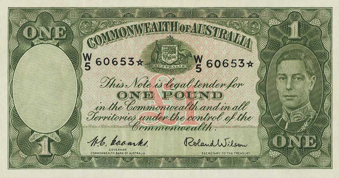 Front of Australia p26r3: 1 Pound from 1938