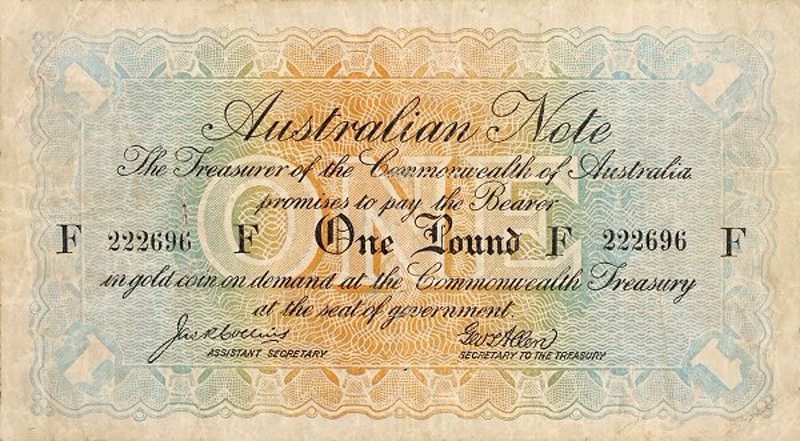 Front of Australia p2b: 1 Pound from 1913