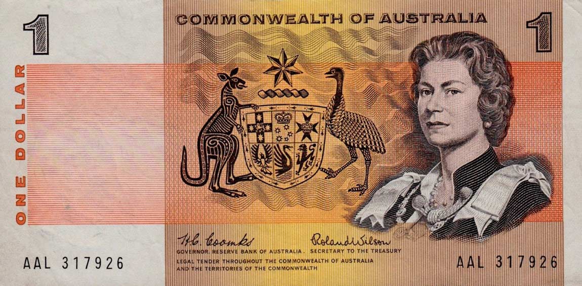 Front of Australia p37a: 1 Dollar from 1966