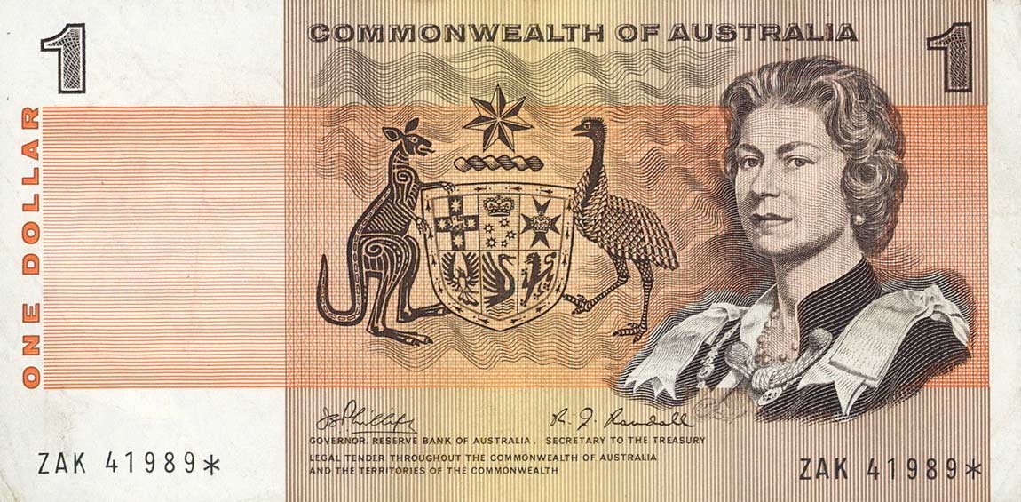 Front of Australia p37cr: 1 Dollar from 1966