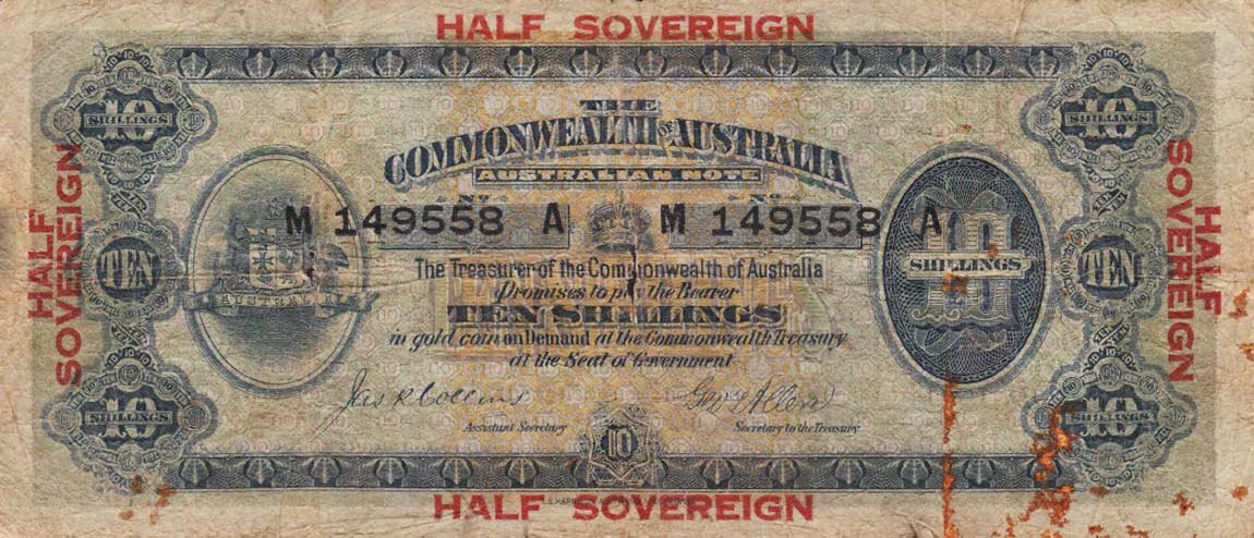 Front of Australia p3a: 10 Shillings from 1914