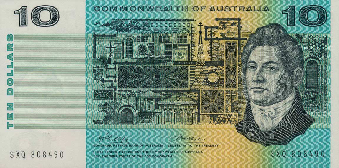 Front of Australia p40d: 10 Dollars from 1966