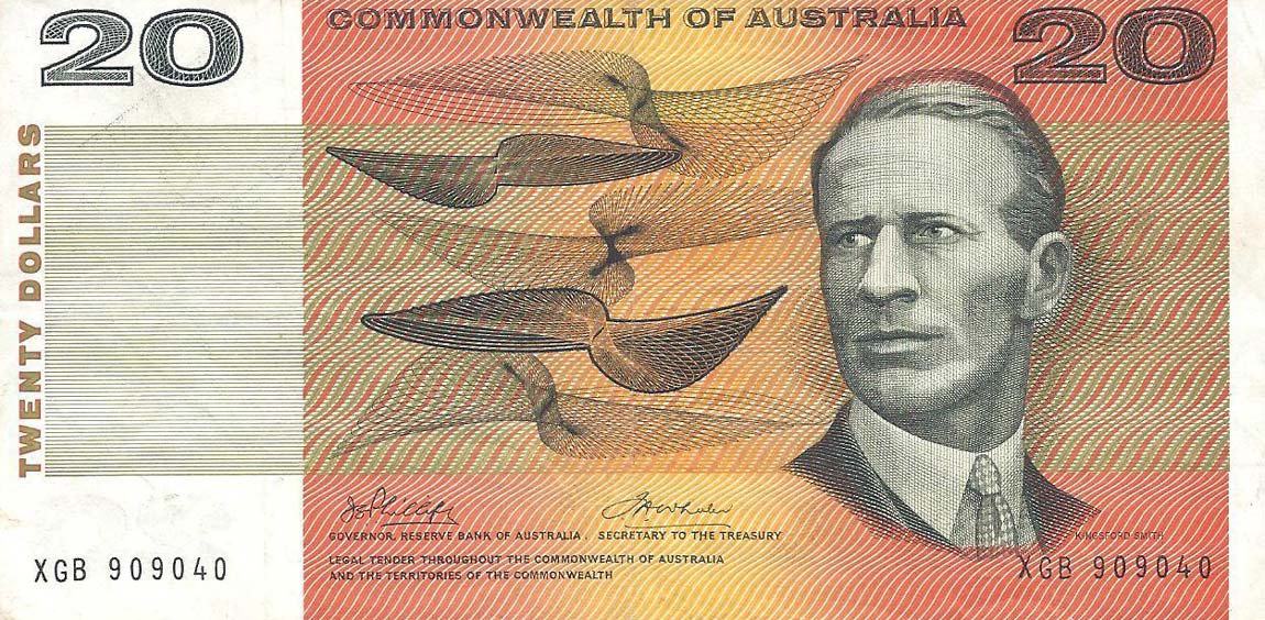 Front of Australia p41d: 20 Dollars from 1966