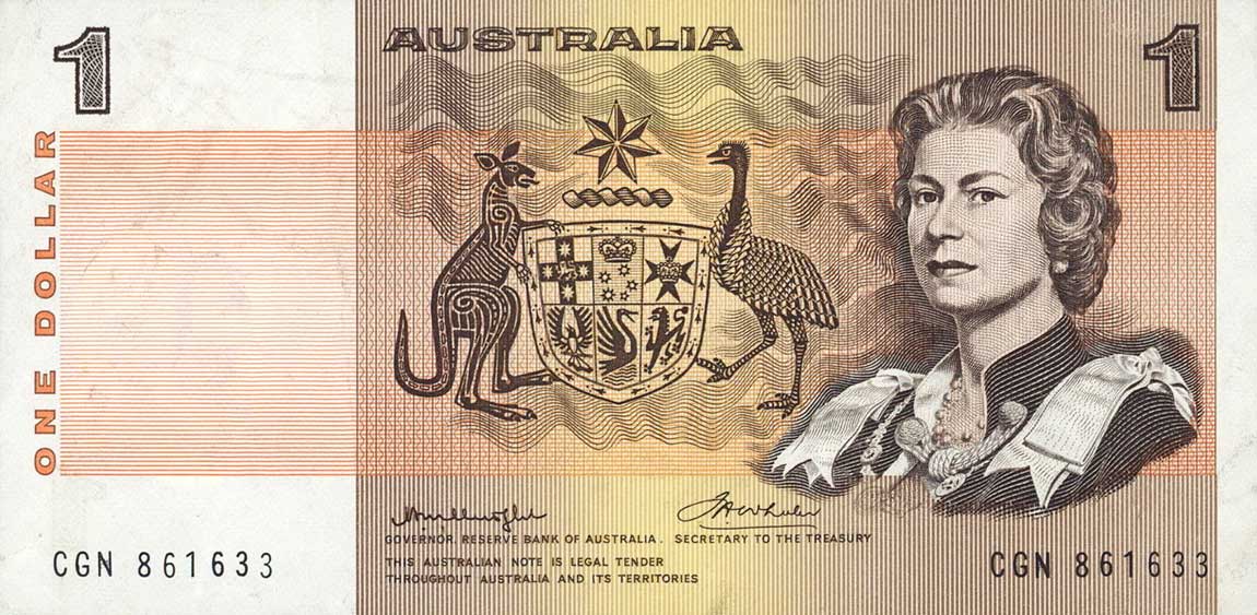 Front of Australia p42b2: 1 Dollar from 1974