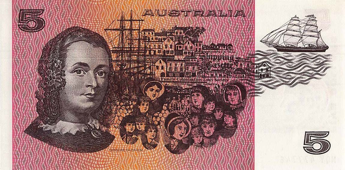 Back of Australia p44b1: 5 Dollars from 1974