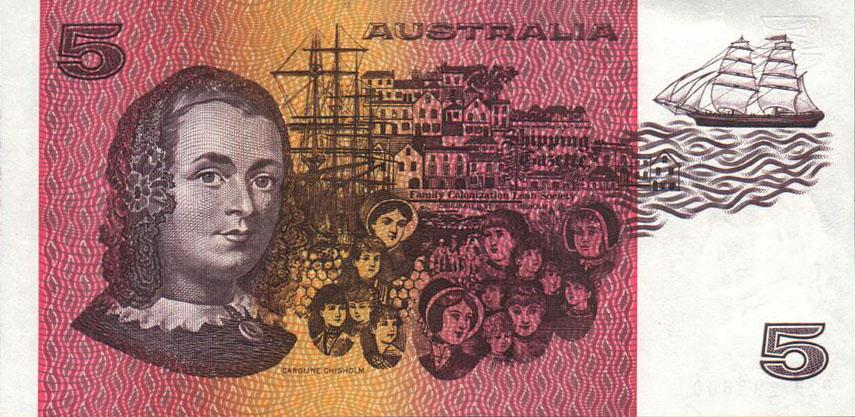 Back of Australia p44e: 5 Dollars from 1974