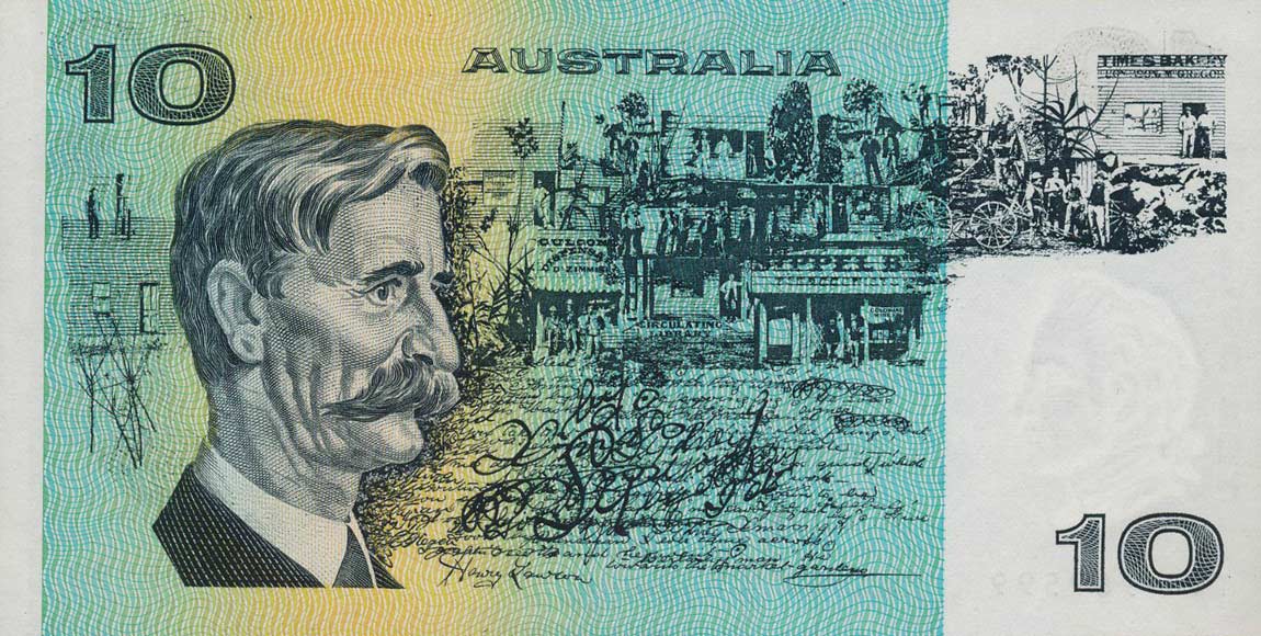 Back of Australia p45c: 10 Dollars from 1974