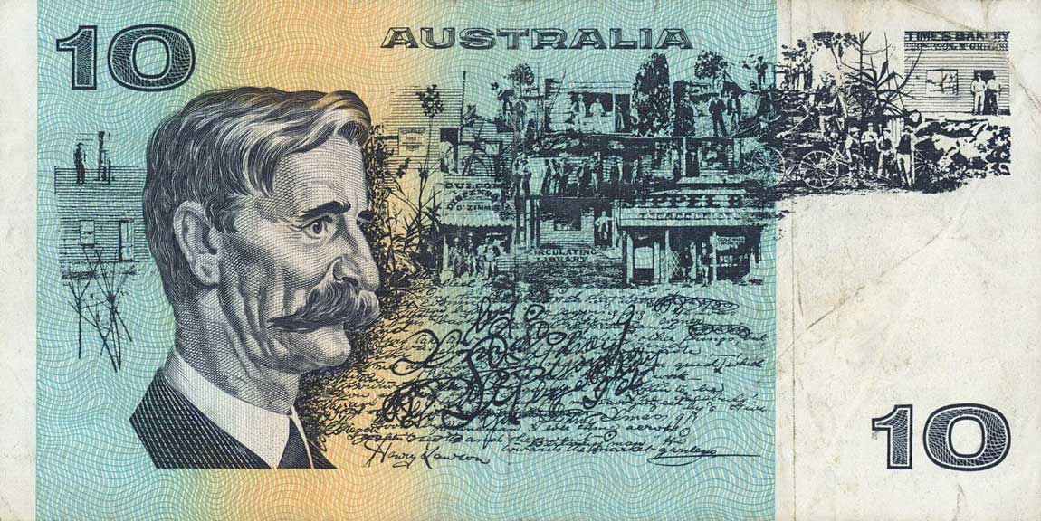 Back of Australia p45e: 10 Dollars from 1974