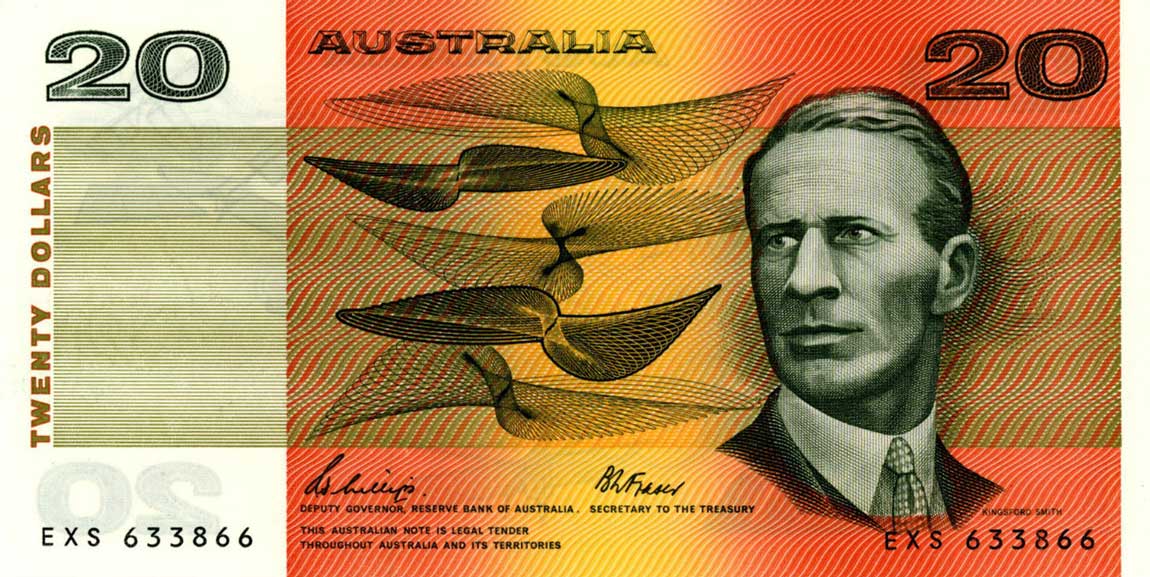 Front of Australia p46f: 20 Dollars from 1974