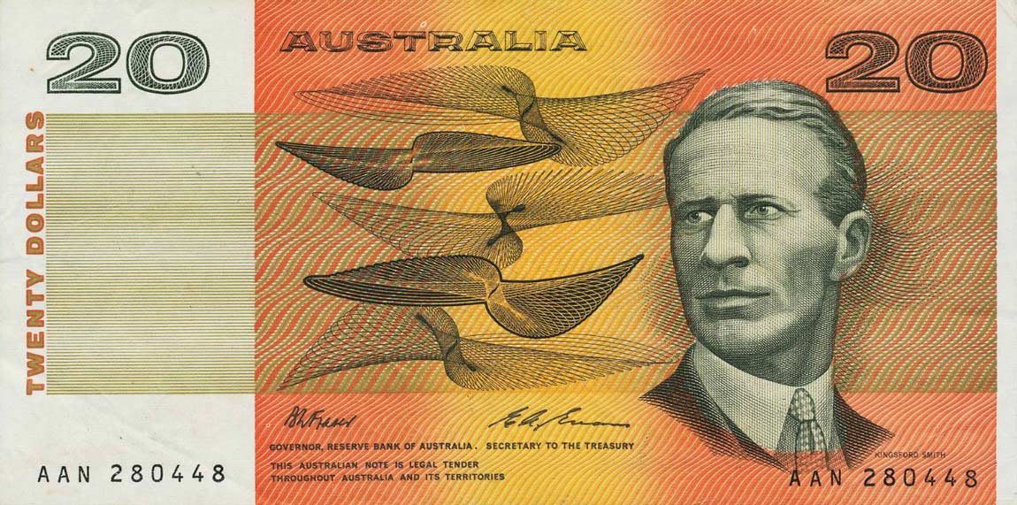 Front of Australia p46i: 20 Dollars from 1974