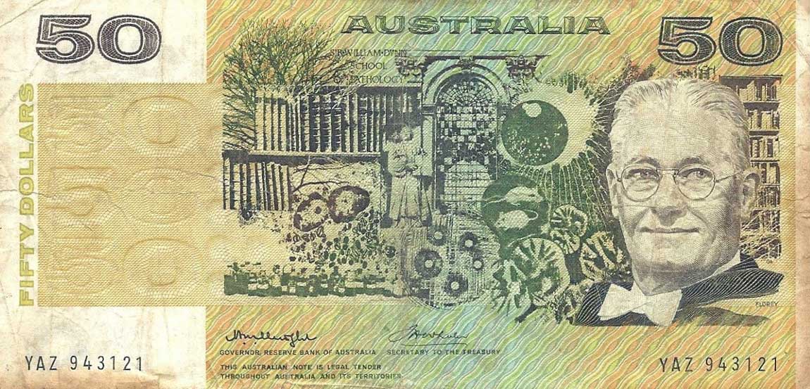 Front of Australia p47b: 50 Dollars from 1973