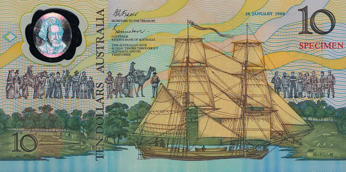 Front of Australia p49s: 10 Dollars from 1988