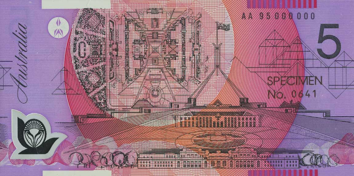 Back of Australia p51s: 5 Dollars from 1995