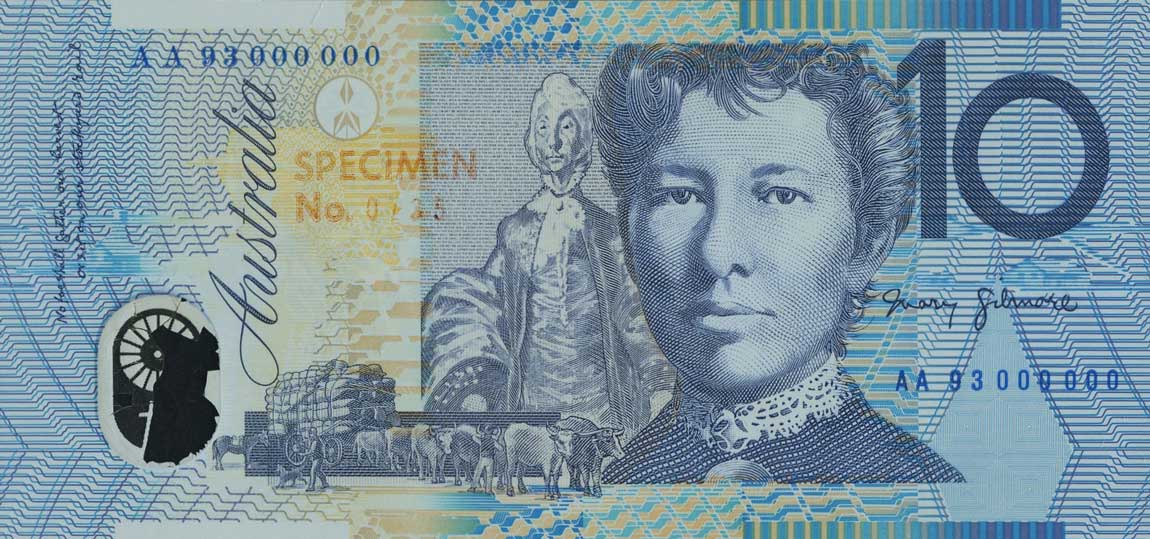 Back of Australia p52s: 10 Dollars from 1993