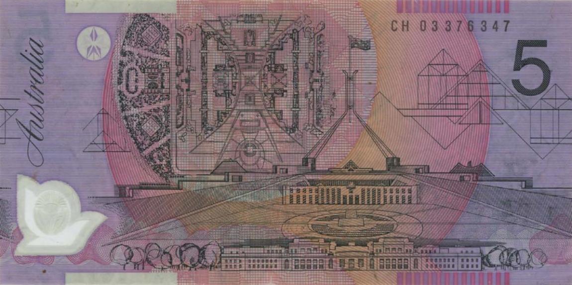 Back of Australia p57b: 5 Dollars from 2003