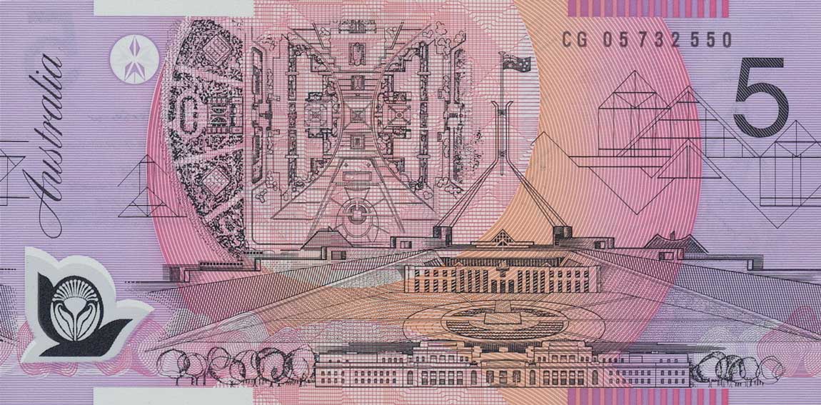 Back of Australia p57c: 5 Dollars from 2005