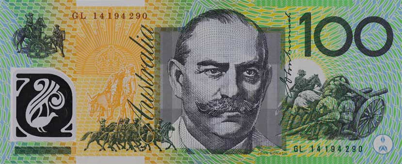 Back of Australia p61e: 100 Dollars from 2014