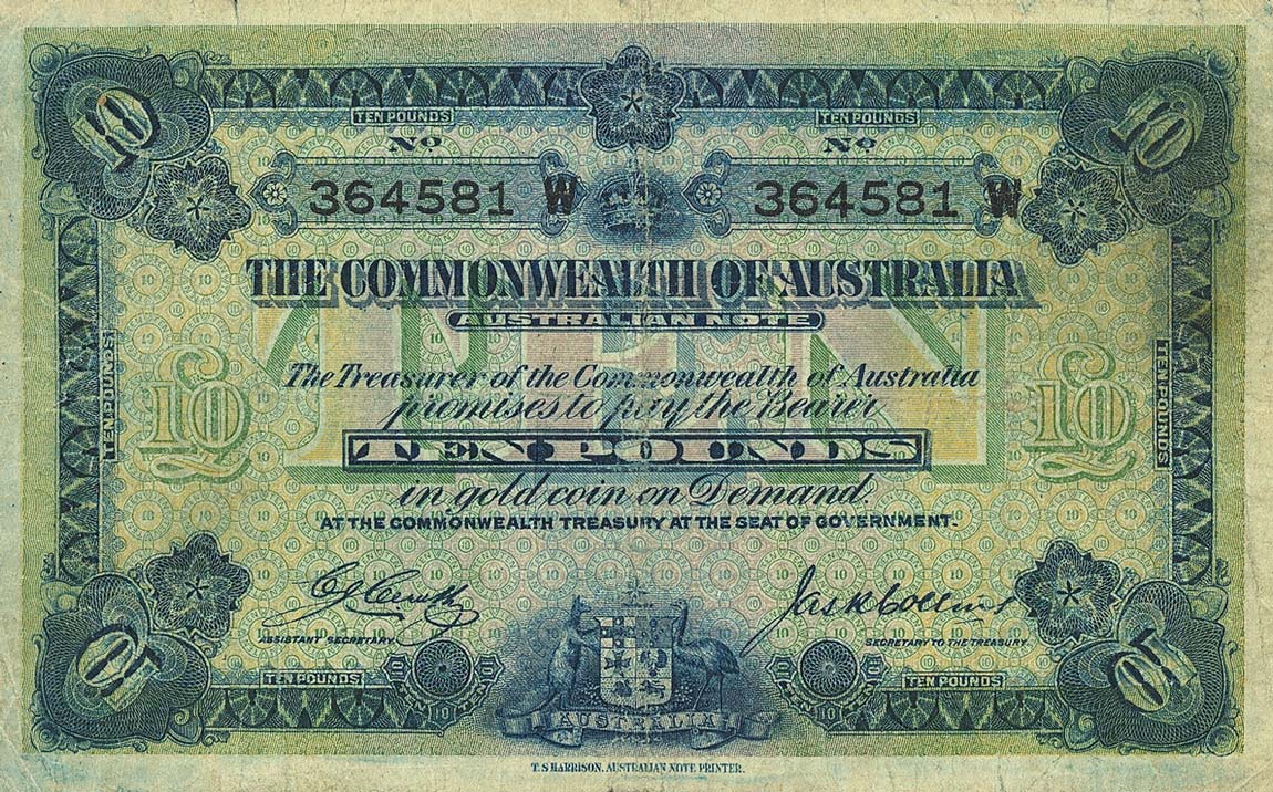 Front of Australia p6b: 10 Pounds from 1918