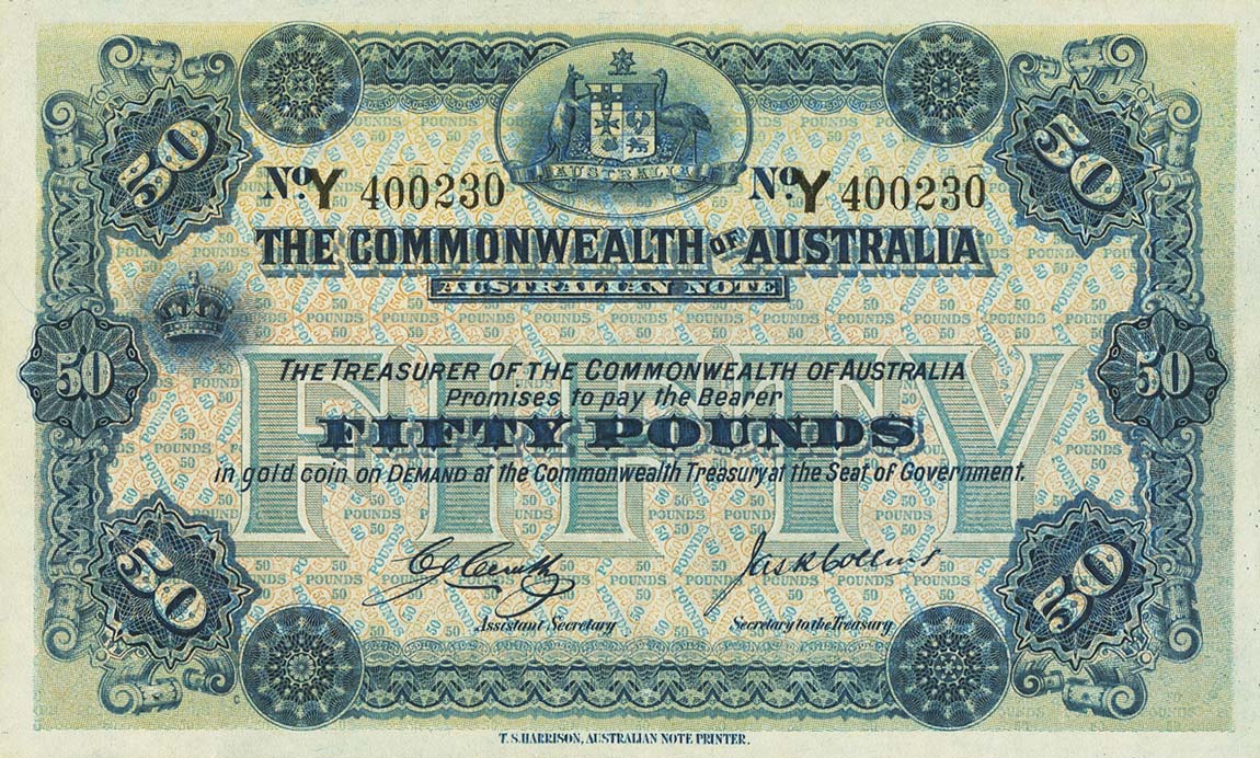 Front of Australia p8d: 50 Pounds from 1918