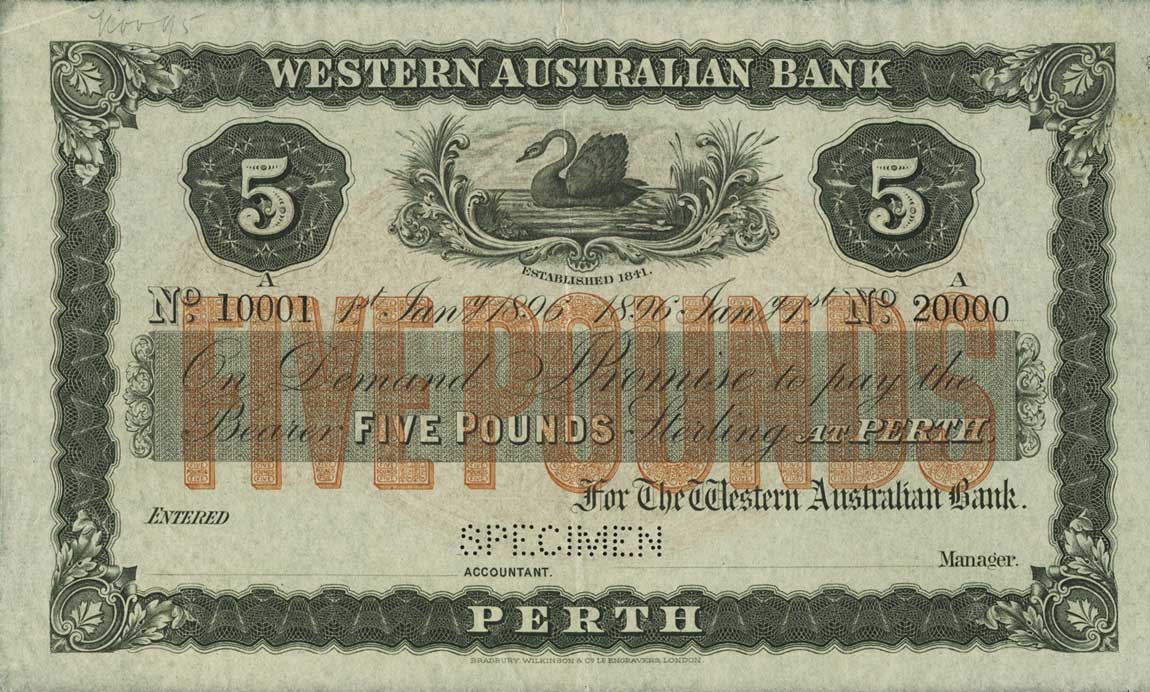 Front of Australia pA136s: 5 Pounds from 1910