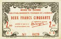 Gallery image for French Oceania p13a: 2.5 Francs
