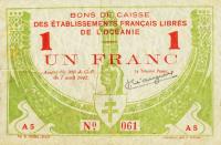 p8 from French Oceania: 1 Franc from 1942