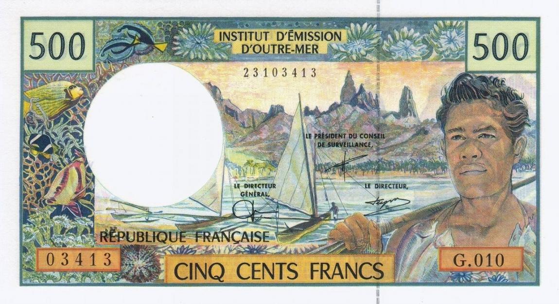 Front of French Pacific Territories p1d: 500 Francs from 1992