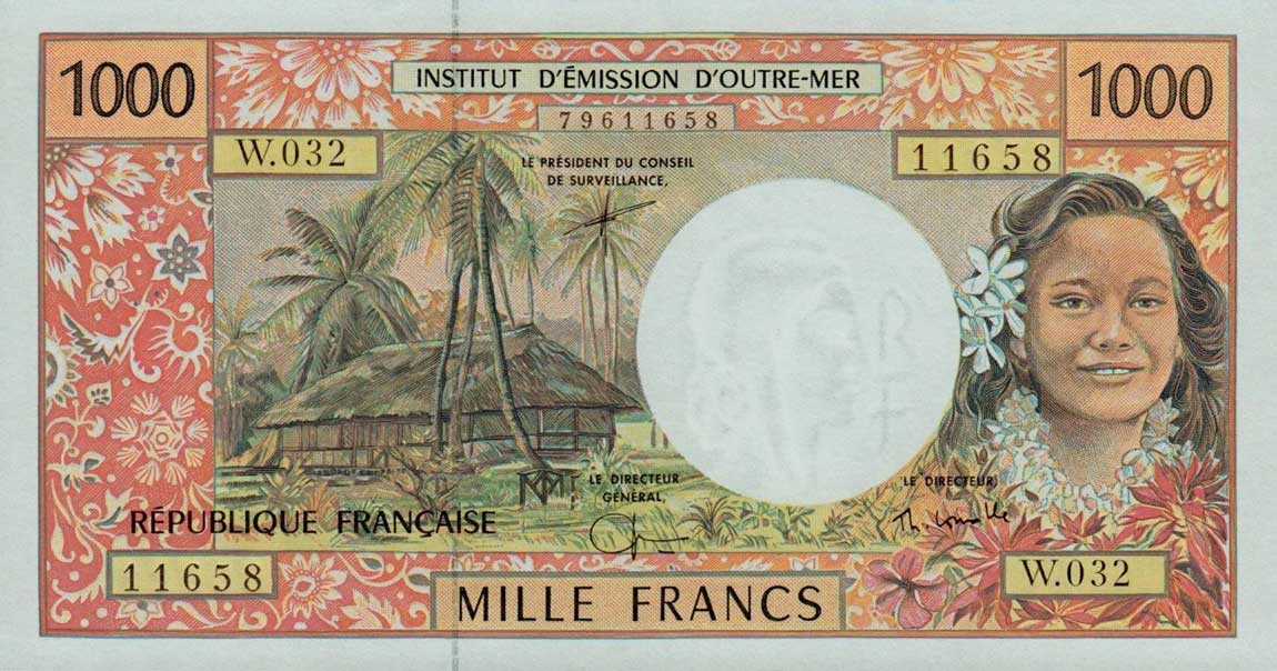 Front of French Pacific Territories p2h: 1000 Francs from 1996