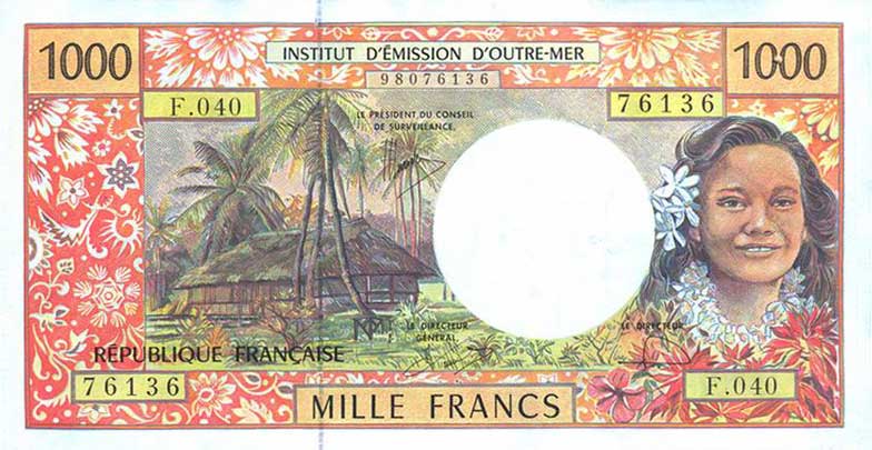 Front of French Pacific Territories p2i: 1000 Francs from 1996