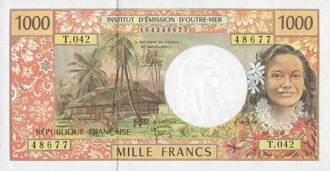 Front of French Pacific Territories p2k: 1000 Francs from 1996