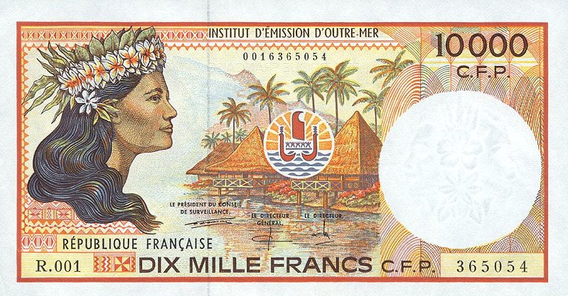 Front of French Pacific Territories p4b: 10000 Francs from 1985