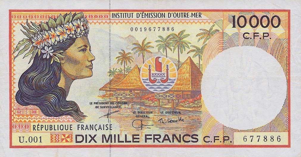 Front of French Pacific Territories p4e: 10000 Francs from 1985