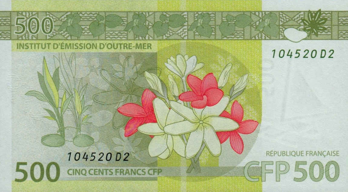 Back of French Pacific Territories p5a: 500 Francs from 2014