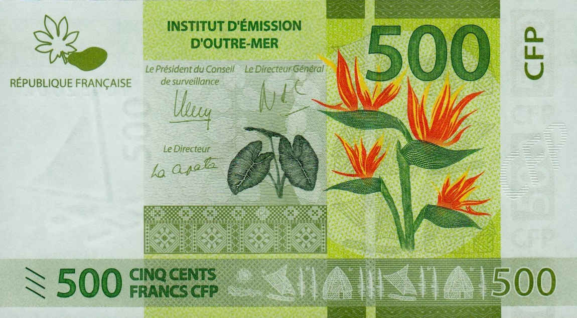 Front of French Pacific Territories p5a: 500 Francs from 2014