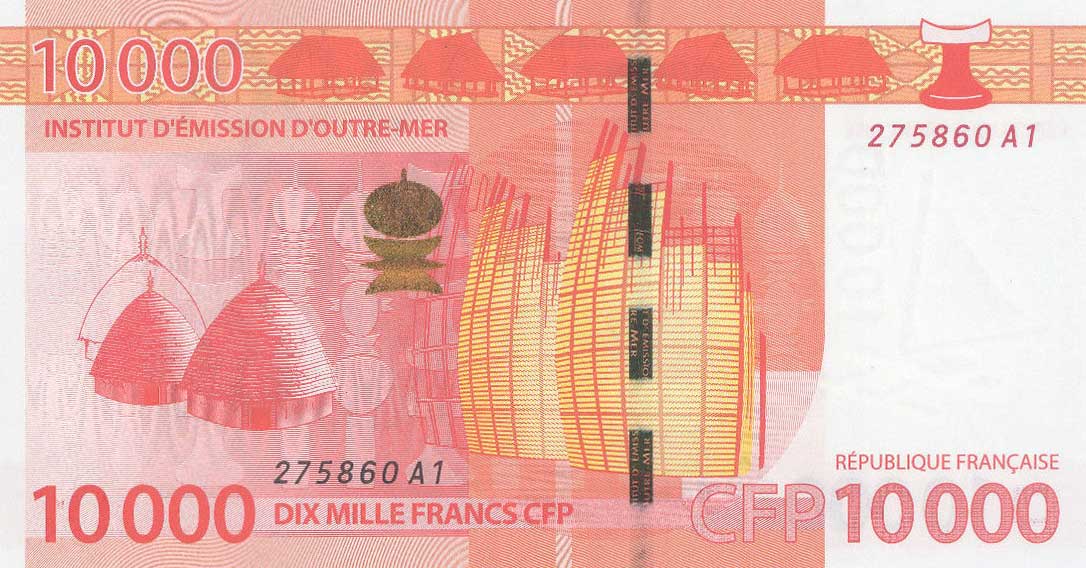 Back of French Pacific Territories p8: 10000 Francs from 2014