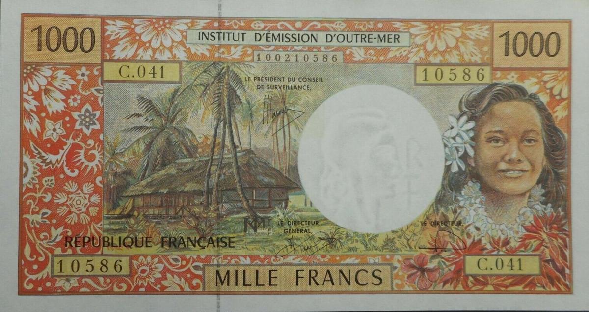 Front of French Pacific Territories p2j: 1000 Francs from 1996