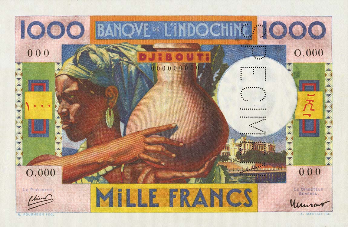Front of French Somaliland p20s: 1000 Francs from 1946